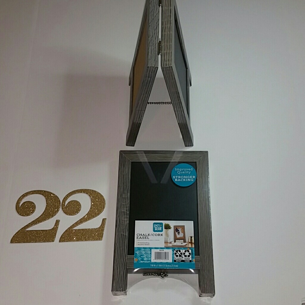 2 Chalk Cork Set of 2 Gray Double-Sided Easels - Picture 3 of 6